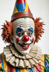 Clown statue on white background.