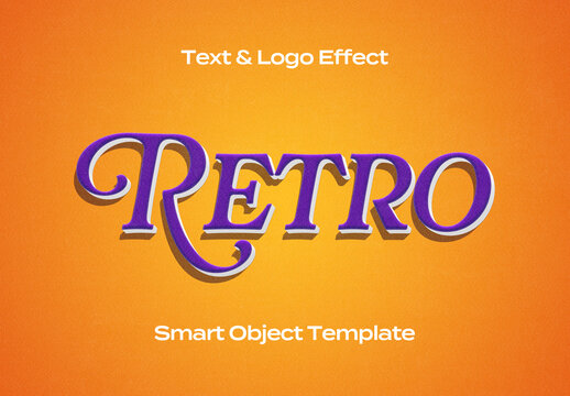 Retro Vintage Old Text Logo Style Effect Mockup Logotype Template Shape