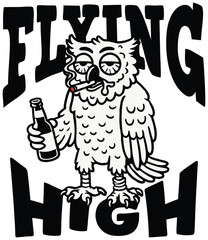 Flying High Owl Vector T-Shirt Design, Cool Graphic for Apparel