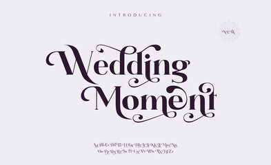 Wedding Moment elegant wedding logo alphabet letters font. Typography luxury classic lettering serif fonts decorative vintage retro logos and number. vector illustration