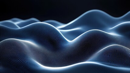 Abstract digital waveform in blue light with flowing patterns