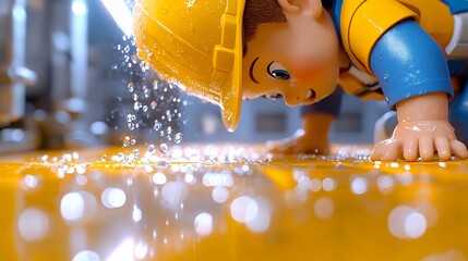 Construction Worker with Water Drops