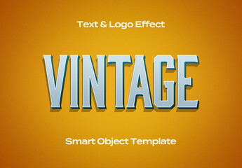Vintage Retro Old Text Logo Style Effect Mockup Logotype Template Shape