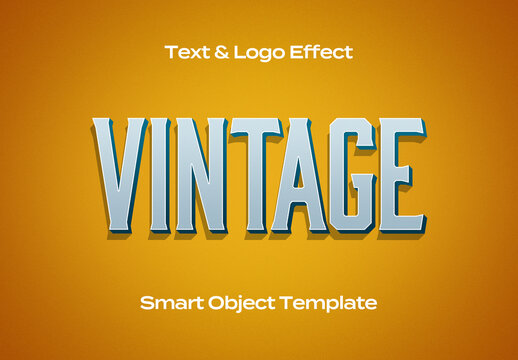 Vintage Retro Old Text Logo Style Effect Mockup Logotype Template Shape