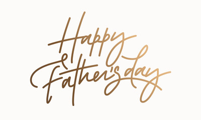Happy father's day golden lettering isolated on white background. Typography design element. Father day greeting text. Vector illustration