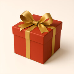 Obraz premium Red gift box with gold ribbon for Christmas and celebration