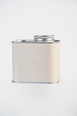 White can for packaging on white background.
