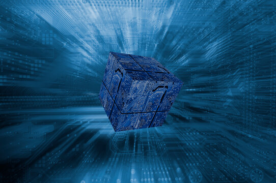 Digital cube, illustration