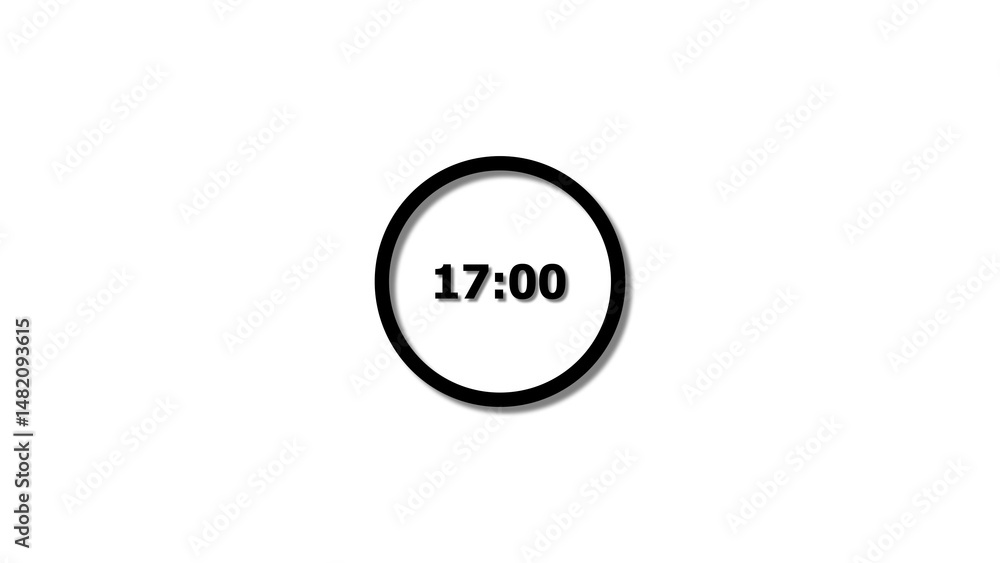 Fototapete digital countdown timer black color 4k illustration of 17 second on transparent on white background.