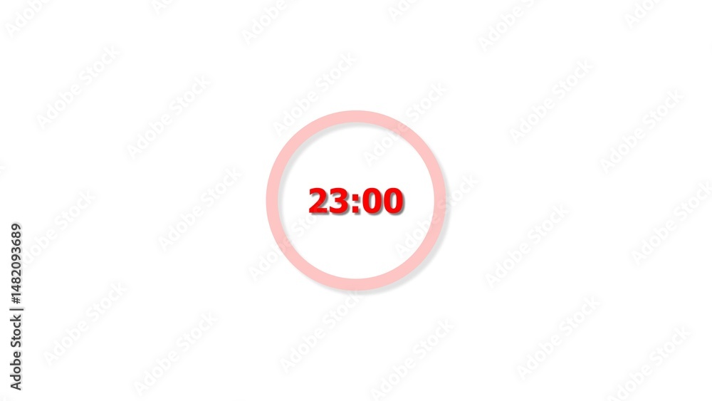 Fototapete digital countdown timer red color 4k illustration of 23 second on transparent on white background. 2