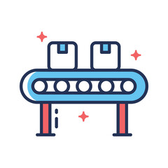 Well crafted linear icon of moving belt conveyor