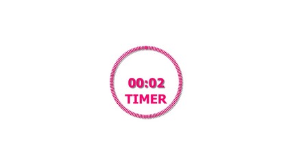 Digital countdown timer magenta red color 4k illustration of 2 second on transparent on white background. 2 seconds digital timer 4k illustration .