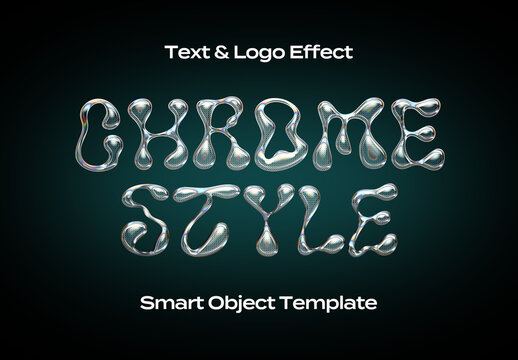 Chrome Transparent Black Text Logo Style Effect Mockup Logotype Template Shape