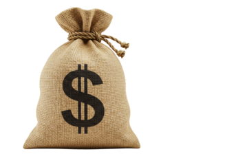 Bag of Money with Currency Sign on Transparent Background