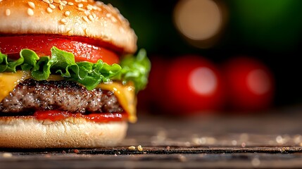 Delicious Burger with Fresh Ingredients