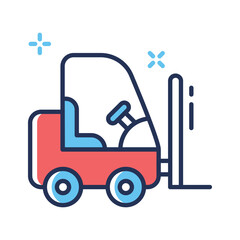 A modern outline icon of forklift lifting