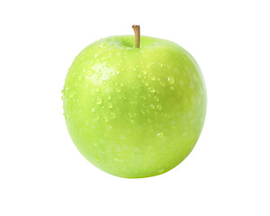 Green apple on transparent background.