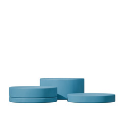 transparent background of cylinder blue podium, in square minimal shape 3d rendering