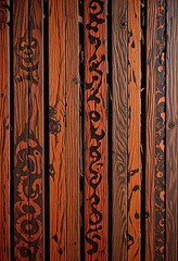 Elegant Abstract design combining wooden elements and digital patterns.