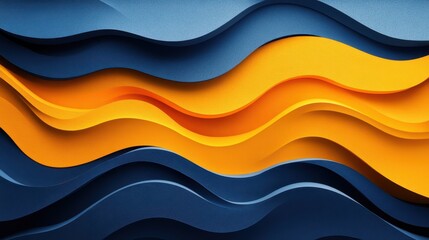 Obraz premium Abstract waves: blue and orange layered background art design