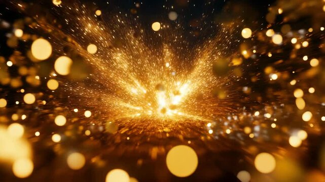 Sparks fly in different directions from a burning object against a blurred background