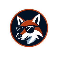 Simple Cool Fox Logo, Flat Design, Circular Style, Vector Illustration
