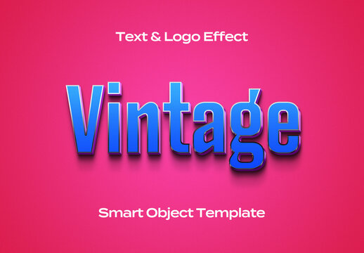 Vintage Retro Old Text Logo Style Effect Mockup Logotype Template Shape