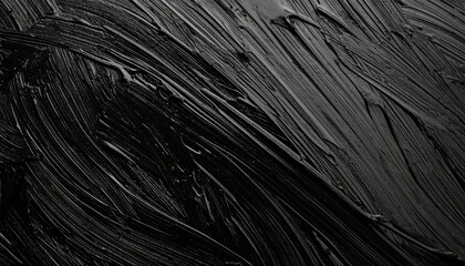 textured black abstract painting with smooth, flowing strokes that create sense of depth and movement, evoking feeling of calm and sophistication