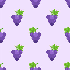 Purple grape seamless pattern Fruit background.