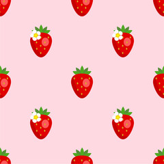 Seamless pattern with cute strawberry.
