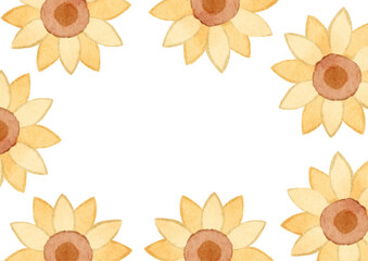 watercolor cute sunflower background illustration3