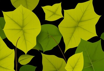 Leaves arranged in geometric shapes on a blank background.