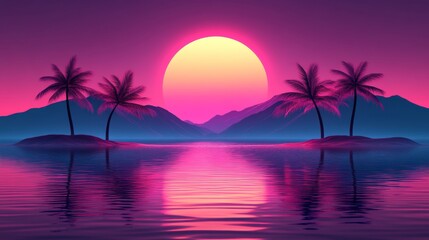 Fototapeta premium A surreal dreamscape of captivating and enigmatic nature is filled with a mesmerizing blend of vibrant neon hues that evoke a sense of mystery, imagination, and otherworldly transcendence, titled