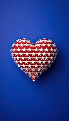 Obraz premium Artistic 3d heart symbol crafted with american flag stripes and white stars on blue