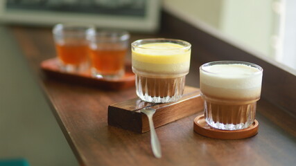 two cups of coffee in the morning and two cups of tea