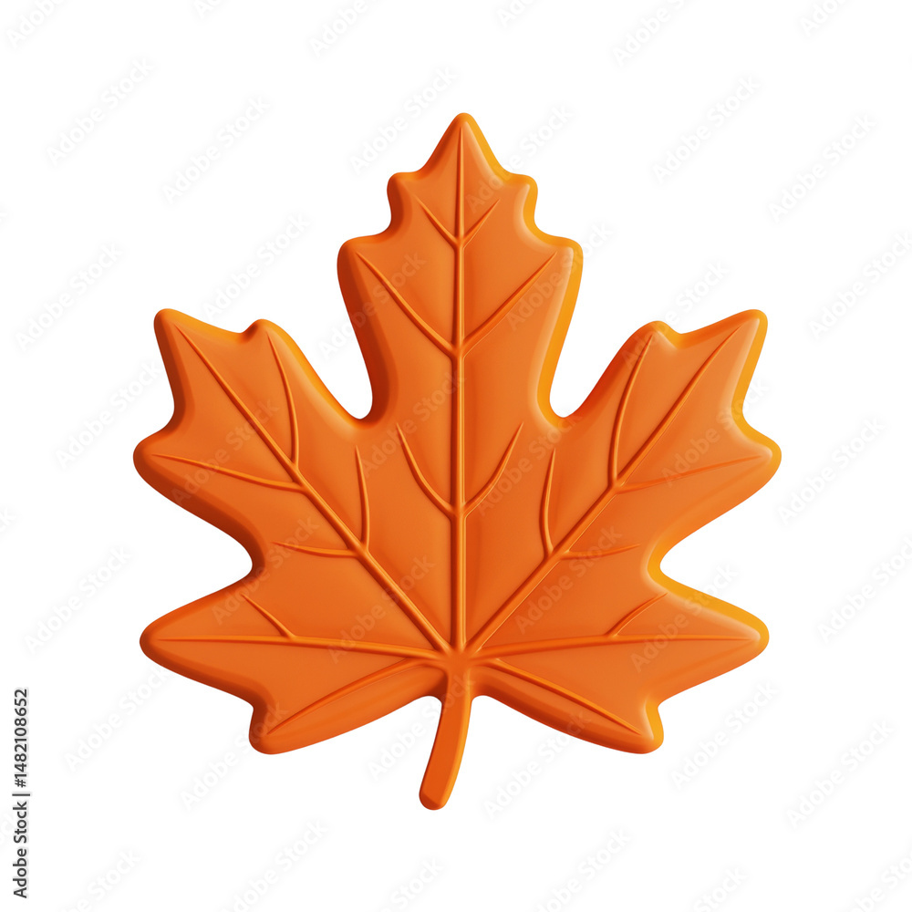 Poster stylish orange maple leaf isolated against a pristine white background, design element