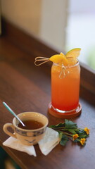peach orange lemongrass tea and tea