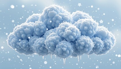 Icy Cloud with Snowflakes and Frost Crystals