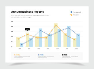 Annual Business Growth Report and Overview Graph Design for Presentation Slide
