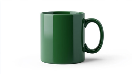 Green Mug Isolated on White Background for Hot Beverage
