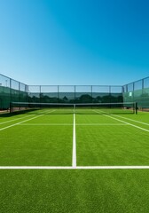 Photo of Empty Green Tennis Court on Sunny Day