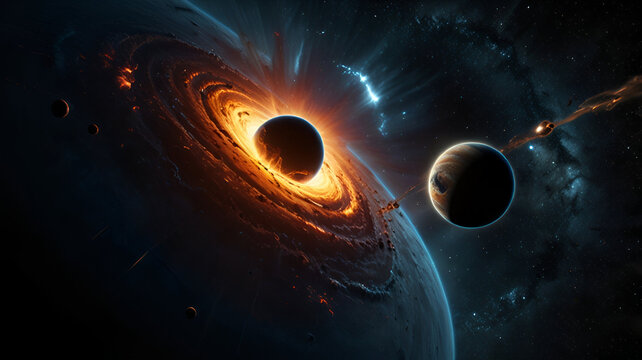 "Tidal forces ripping apart a rogue planet near a black hole"


