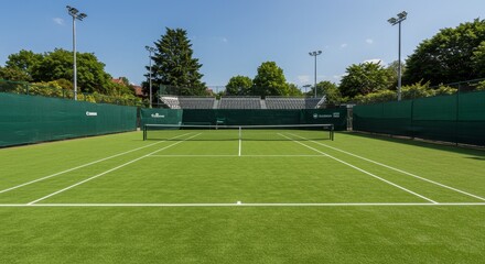 Photo of Empty Tennis Court on Sunny Day