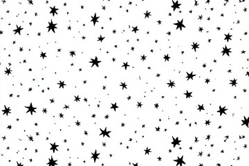Hand-drawn Black Stars on White Background Pattern