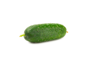 Cucumber isolated on white background. Slice of cucumber on white background. Fresh organic green cucumbers. Vegan. Ingredient for salad. Farm vegetables.