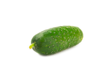 Cucumber isolated on white background. Slice of cucumber on white background. Fresh organic green cucumbers. Vegan. Ingredient for salad. Farm vegetables.