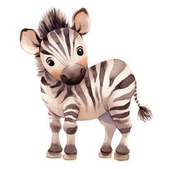 Zebra cute Jungle animal transparent for making stickers.