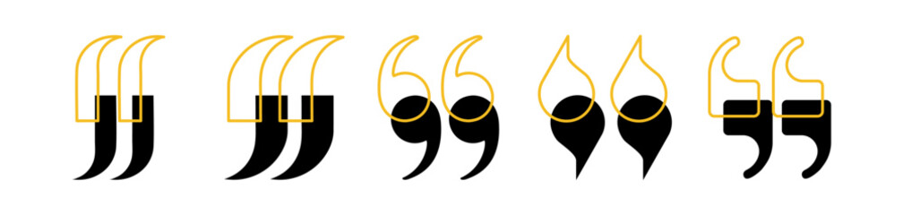 Quote Mark Vector Set. Quotation Marks, Speech Marks, Inverted Commas, Remark Sign Collection Vector Illustration.