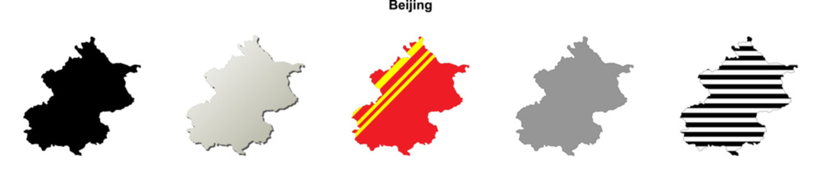 Beijing province outline map set