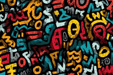 Obraz premium Abstract Graffiti Letters Pattern - Colorful and Energetic Design